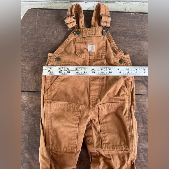 Carhartt Toddler Canvas Double Knee Bib OVERALLS Carhartt Brown Sz 6 mos EUC - Picture 7 of 8